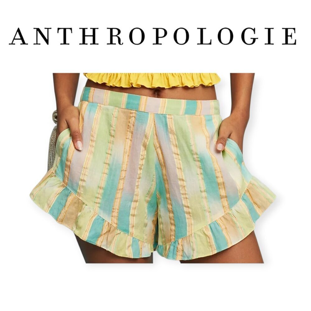Anthropologie Lilka Pastel Yarn Dye Lightweight Hollie Flared Mini Shorts NWT S